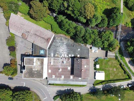 Vogelperspektive der Lagerhalle