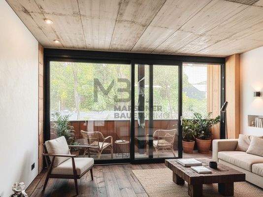 Innendarstellung mit Einrichtungsbeispiel zur Veranschaulichung - W03_Duplex 1.+2. Stock - rendering interno con proposta di arredamento a solo scopo illustrativo