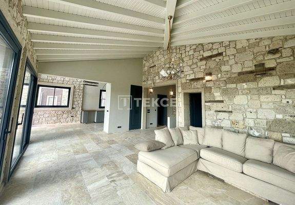 Specially Designed Stone-Coated Home with Pool in Çeşme