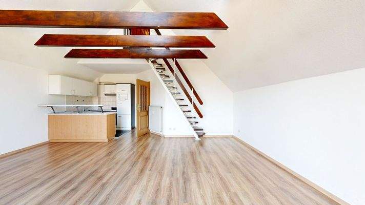 Wohnzimmer mit Küche