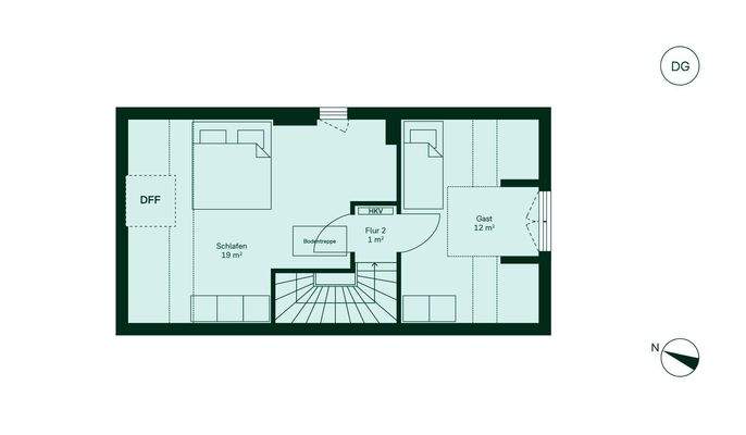 Komfortabler Grundriss im Obergeschoss