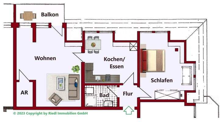 Grundriss 2-Zi.-Whg., DG HR