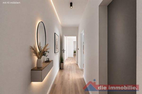 Flur mit KI möbliert