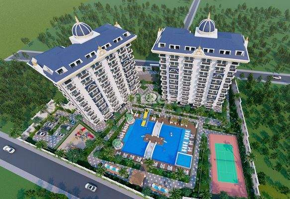 Pool View Apartment in a Complex in Avsallar Alanya Antalya