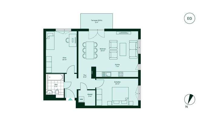 Komfortabler Grundriss