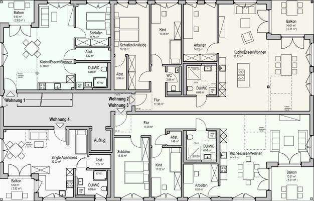 Grundriss 1. OG Wohnung 3