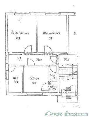 Grundriss-Skizze 2 Zimmer Wohnung