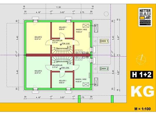 Grundriss Keller Haus 1 + 2