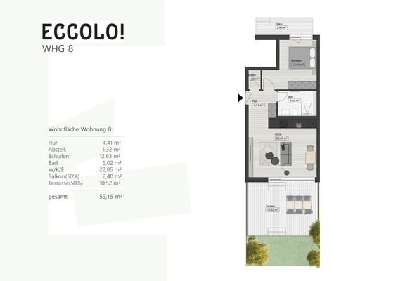 Wohnung 8 - 2 Zimmer