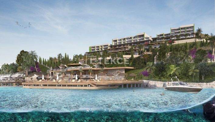 Apartments in a Complex with Private Pier in Bodrum Yalıkavak