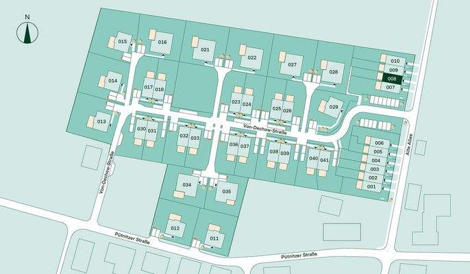 Lageplan vom Reihenhaus im Projekt Pütnitzwiese