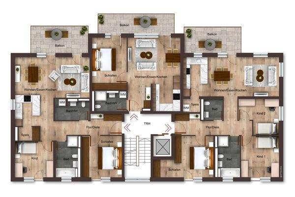 Grundriss Wohnungen 2OG