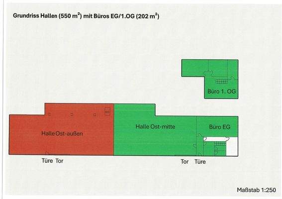 Grundriß 752m² grün und rot