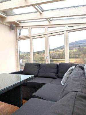 Wintergarten mit Blick auf den Habelberg und ...