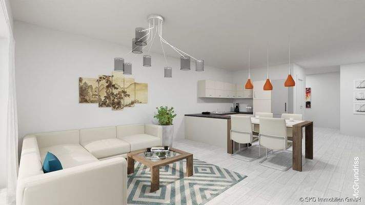 Der große Wohn-Essbereich