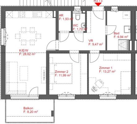 Grundriss Haus 3 Top 3