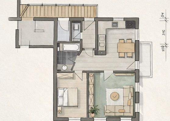 Raumaufteilung Wohnung Altbau OG