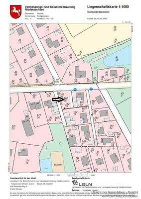 Liegenschaftskarte mit Pfeil