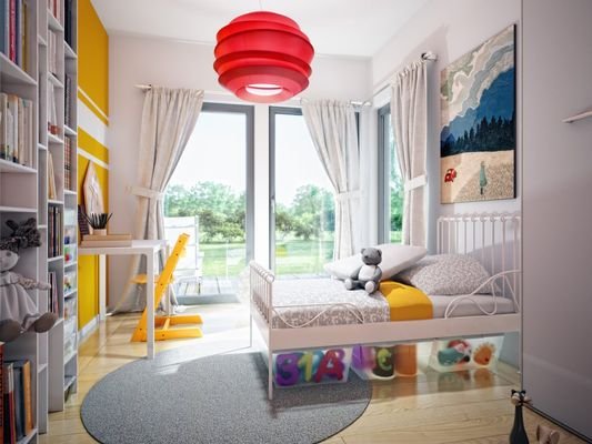 Kinderzimmer viele Fenster und großzügig