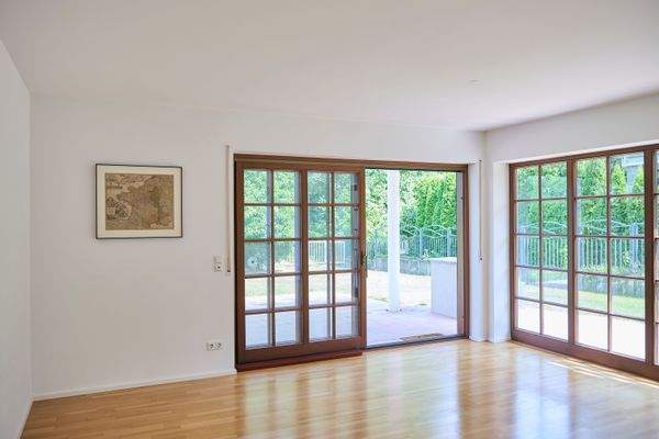 Wohnzimmer Blick auf die Terrasse