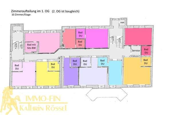 Grundriss Zimmeraufteilung der Obergeschosse