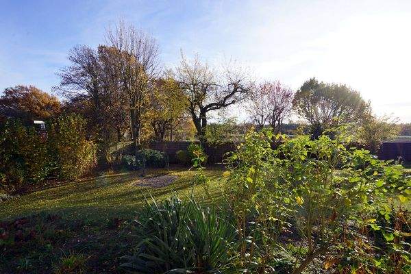 Ausblick von der Terrasse im Erdgeschoss