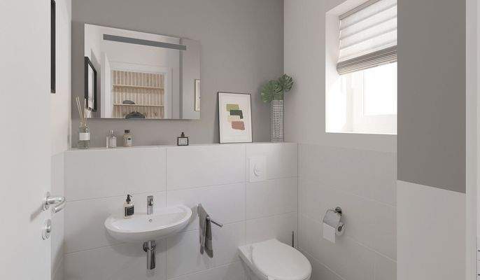 Visualisierung des Gäste-WCs im Einfamilienhaus