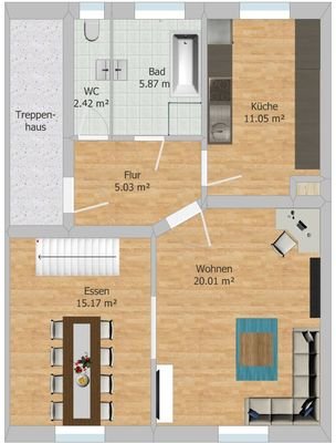 Grundriss EG (bei Zusammenlegung - Maisonette)