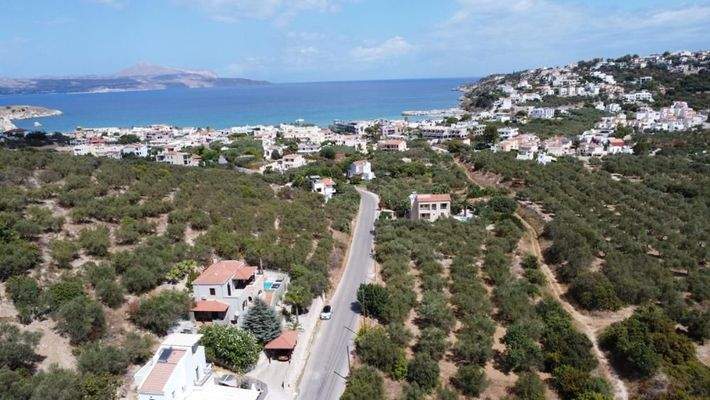 Kreta, Almyrida: Schönes Grundstück mit Baugenehmigung zu verkaufen