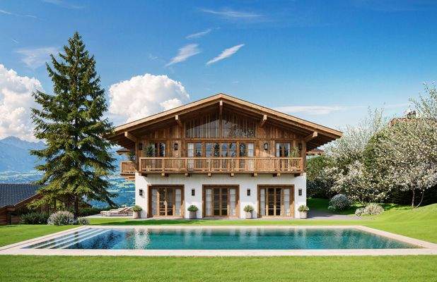 Ansicht von Osten mit Pool - Visualisierung -