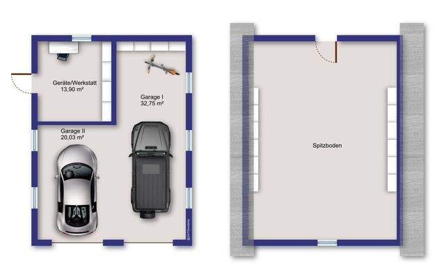 Garage mit Spitzboden