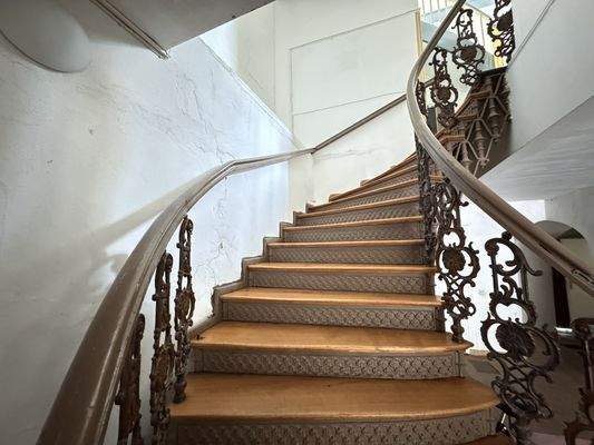 Geschwungenes Ornamentiertes Treppengeländer aus Schmiedeeisen