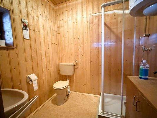 Badezimmer mit Dusche, WC,