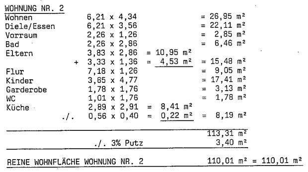 Wohnflächenberechnung