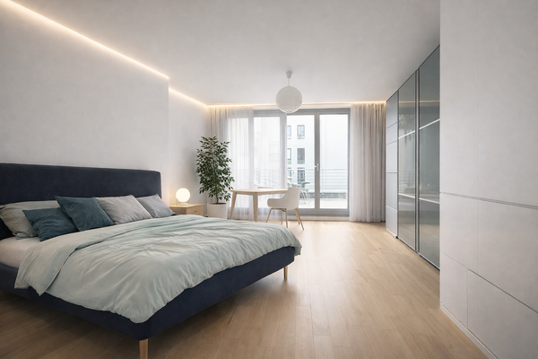 Schlafzimmer perspektivisch 