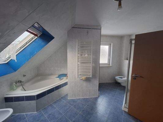 Badezimmer OG Badewanne, WC und Dusche 