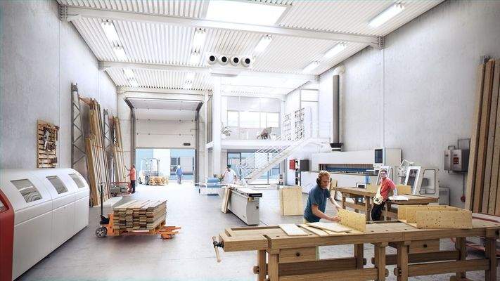 Veranschaulichung möglicher Nutzungsart der Halle