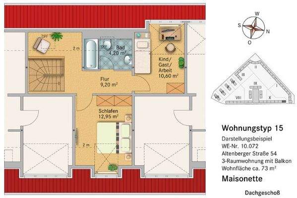 Grundriss Wohnung - obere Ebene