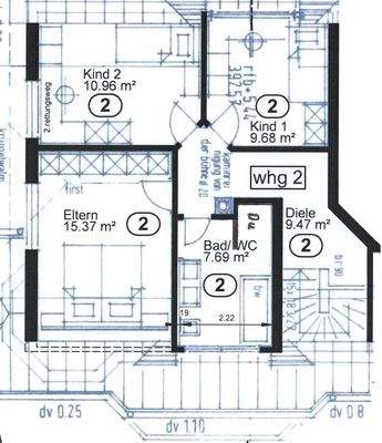 Grundriss Wohnung Nr. 2 DG