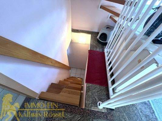 Geschosstreppe in den Keller führend