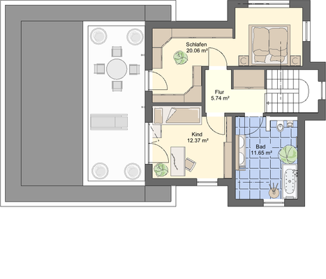OG mit Kinderzimmer, SZ u. großer Ankleide