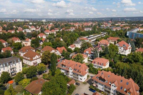 Luftbild Blick zur Immobilie