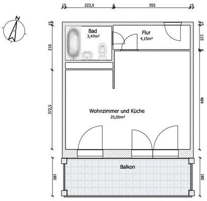 Die Aufteilung von ca. 34 m²