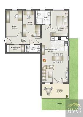 Grundriss 4-Zi Garten