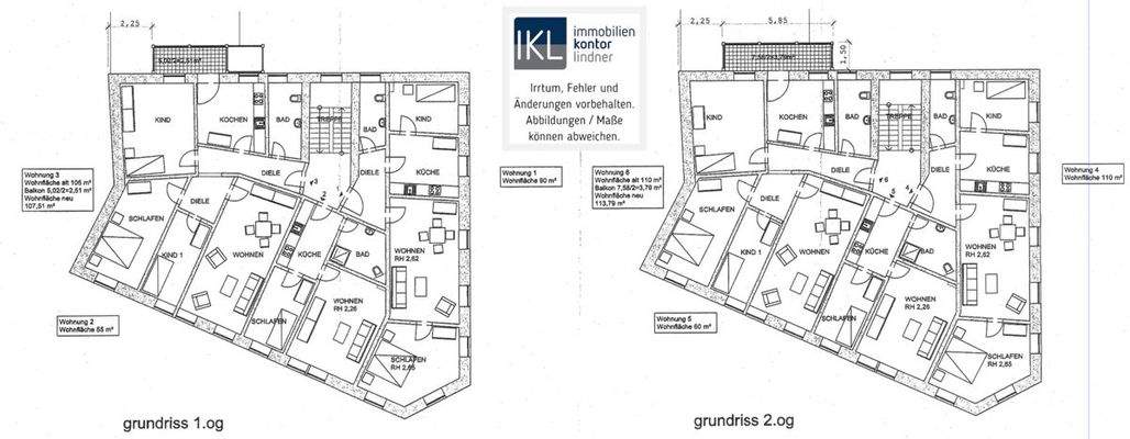 Grundrisse 1.OG und 2.OG
