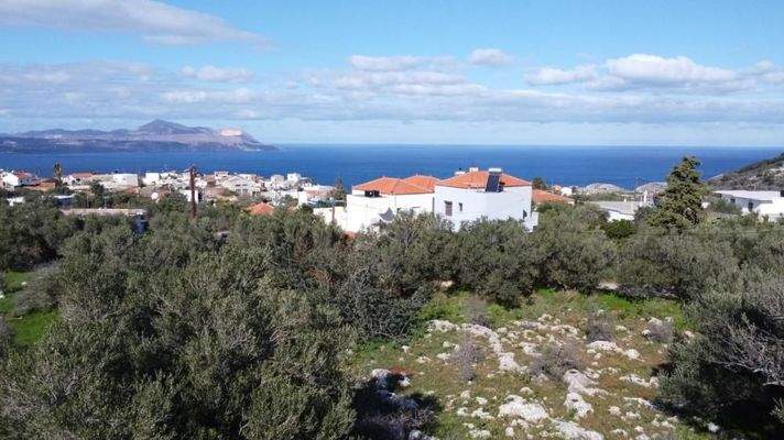Kreta, Kokkino Chorio: Sofort bebaubares Grundstück mit Meerblick zu verkaufen