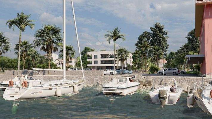 Mit Blick auf das türkisblaue Meer in Tribunj