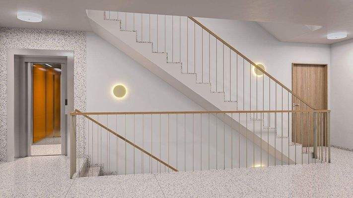 Treppenhaus mit Designaufzug