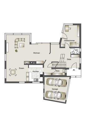 Erdgeschoss Grundriss/Möblierung nicht maßstabsget