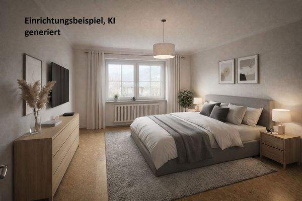 EG: Schlafzimmer eingerichtet